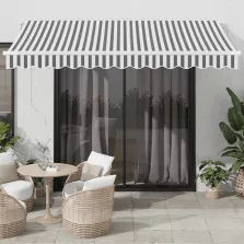   vidaXL antracitszürke-fehér LED-es kézi napellenző 350 x 250 cm