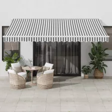   vidaXL antracitszürke-fehér LED-es kézi napellenző 450 x 350 cm