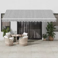   vidaXL antracitszürke-fehér automata kihúzható napellenző 400 x 350 cm
