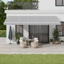   vidaXL antracitszürke-fehér kézzel kihúzható napellenző 600 x 350 cm
