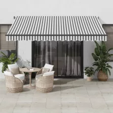   vidaXL antracitszürke és fehér kézzel kihúzható napellenző 400x350 cm