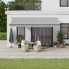  vidaXL antracitszürke és fehér kézzel kihúzható napellenző 500x350 cm