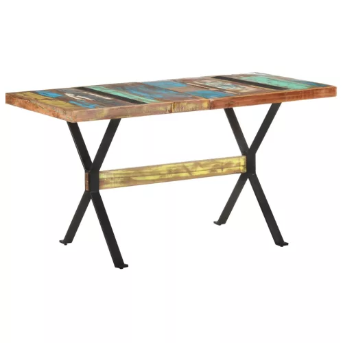 vidaXL tömör újrahasznosított fa étkezőasztal 140 x 70 x 76 cm