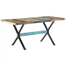   vidaXL tömör újrahasznosított fa étkezőasztal 160 x 80 x 76 cm