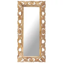   vidaXL kézzel faragott barna tömör mangófa tükör 110 x 50 cm