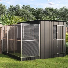   vidaXL ezüstszínű acél madárház bővítménnyel 290 x 303 x 216 cm