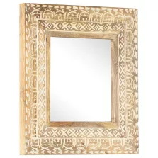   vidaXL kézzel faragott tömör mangófa tükör 50 x 50 x 2,6 cm