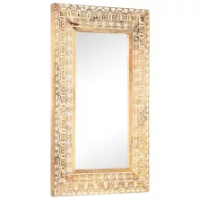   vidaXL kézzel faragott tömör mangófa tükör 80 x 50 x 2,6 cm