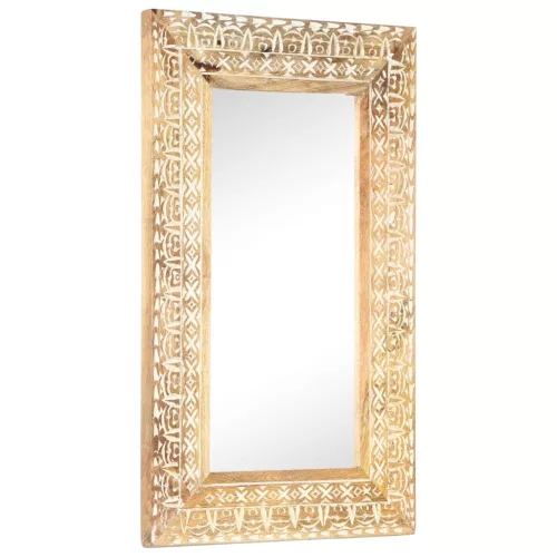 vidaXL kézzel faragott tömör mangófa tükör 80 x 50 x 2,6 cm