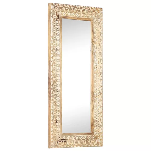vidaXL kézzel faragott tömör mangófa tükör 110 x 50 x 2,6 cm