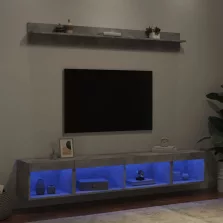   vidaXL 5 darab betonszürke szerelt fa fali TV-bútor LED-del