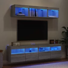   vidaXL 5 darab szürke sonoma színű szerelt fa fali TV-bútor LED-del