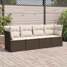   vidaXL 4 részes barna polyrattan kerti ülőgarnitúra párnákkal