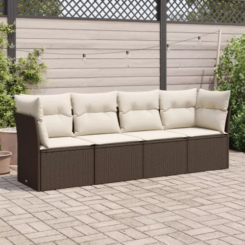 vidaXL 4 részes barna polyrattan kerti ülőgarnitúra párnákkal