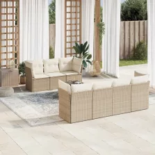   vidaXL 8 részes bézs polyrattan kerti ülőgarnitúra párnával