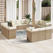   vidaXL 12 részes bézs polyrattan kerti ülőgarnitúra párnákkal