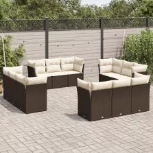   vidaXL 12 részes barna polyrattan kerti ülőgarnitúra párnákkal