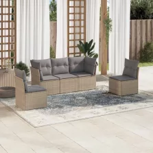   vidaXL 5 részes bézs polyrattan kerti ülőgarnitúra párnákkal