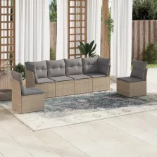   vidaXL 6 részes bézs polyrattan kerti ülőgarnitúra párnával