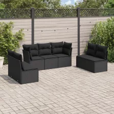   vidaXL 7 részes fekete polyrattan kerti ülőgarnitúra párnával