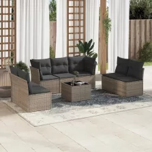   vidaXL 8 részes szürke polyrattan kerti ülőgarnitúra párnákkal