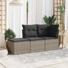   vidaXL 3 részes szürke polyrattan kerti ülőgarnitúra párnákkal