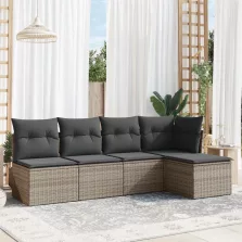   vidaXL 5 részes szürke polyrattan kerti ülőgarnitúra párnákkal