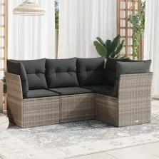   vidaXL 4 részes világosszürke polyrattan kerti ülőgarnitúra párnákkal