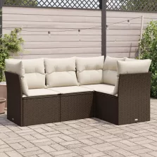   vidaXL 4 részes barna polyrattan kerti ülőgarnitúra párnákkal