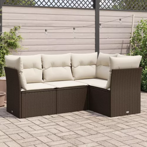 vidaXL 4 részes barna polyrattan kerti ülőgarnitúra párnákkal