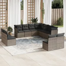   vidaXL 11 részes szürke polyrattan kerti ülőgarnitúra párnákkal