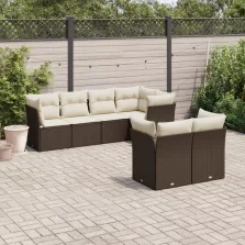   vidaXL 7 részes barna polyrattan kerti ülőgarnitúra párnákkal