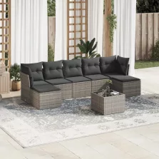   vidaXL 8 részes szürke polyrattan kerti ülőgarnitúra párnákkal
