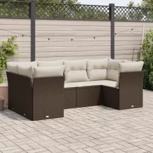   vidaXL 6 részes barna polyrattan kerti ülőgarnitúra párnával