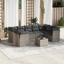   vidaXL 10 részes szürke polyrattan kerti ülőgarnitúra párnákkal