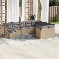   vidaXL 10 részes bézs polyrattan kerti ülőgarnitúra párnával