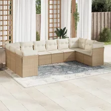   vidaXL 10 részes bézs polyrattan kerti ülőgarnitúra párnával