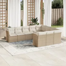   vidaXL 10 részes bézs polyrattan kerti ülőgarnitúra párnával