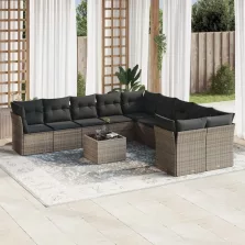   vidaXL 11 részes szürke polyrattan kerti ülőgarnitúra párnákkal