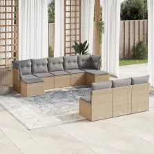   vidaXL 10 részes bézs polyrattan kerti ülőgarnitúra párnával