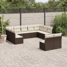   vidaXL 11 részes barna polyrattan kerti ülőgarnitúra párnákkal