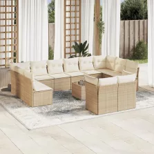   vidaXL 13 részes bézs polyrattan kerti ülőgarnitúra párnákkal