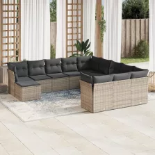   vidaXL 12 részes szürke polyrattan kerti ülőgarnitúra párnákkal