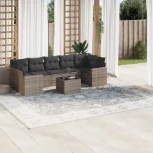   vidaXL 8 részes szürke polyrattan kerti ülőgarnitúra párnákkal