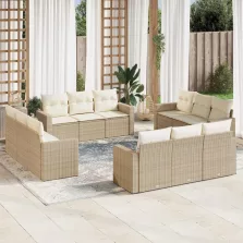   vidaXL 12 részes bézs polyrattan kerti ülőgarnitúra párnákkal
