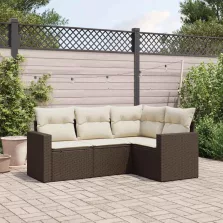   vidaXL 4 részes barna polyrattan kerti ülőgarnitúra párnákkal