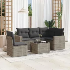   vidaXL 6 részes szürke polyrattan kerti ülőgarnitúra párnákkal