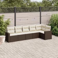   vidaXL 6 részes barna polyrattan kerti ülőgarnitúra párnával