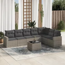   vidaXL 8-részes szürke polyrattan kerti ülőgarnitúra párnákkal