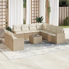   vidaXL 10 részes bézs polyrattan kerti ülőgarnitúra párnával